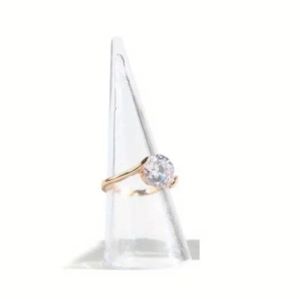 #E Cone Shaped Plastic Ring Display Stand Elegant Jewelry Organizer Clear